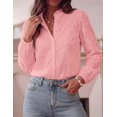 thumbnail image 4 of PRETTYGARDEN Women's Floral Embroidered Button Down Shirts | Ladies Dressy Fall Blouses, Long Sleeves, Ruffle Neck, Elegant Boho Eyelet Tops for Work, Business & Spring Casual Outings, 4 of 9