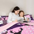 thumbnail image 4 of Castle Fairy Vintage Camo Deer King Size Comforter Sets 3pcs,Abstract Geometric Plaid Comforters King Size,Pink Reversible,1 Comforter and 2 Pillowcases, 4 of 6
