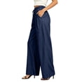 thumbnail image 5 of Inverlee Women's Tencel Denim Drawstring Wide Leg Jeans High Waist Lightweight Casual Palazzo Pants Blue M, 5 of 9