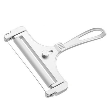 qucoqpe Adjustable Thickness Cheese Slicer - Stainless Steel Hand Held Cheese Cutter for Cheddar, Gruyere, Raclette, Mozzarella Cheese Block, Adjustable Cheese Shaver, Cheese Curler (Silver)