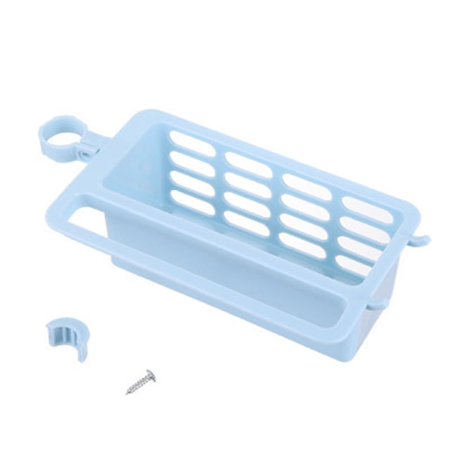 Oleegame 1PC Shower Soap Dish With Hook Kitchen Drainage Shelf Multifunctional Dishwashing Sponge Storage Rack Blue
