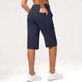 thumbnail image 4 of Only Moment Womens Bermuda Shorts Knee Length Polyester,Spandex High Waisted Stretch Ankle Pants for Women Business Casual Travel Athletic Work Womens Yoga Shorts Navy,M, 4 of 8
