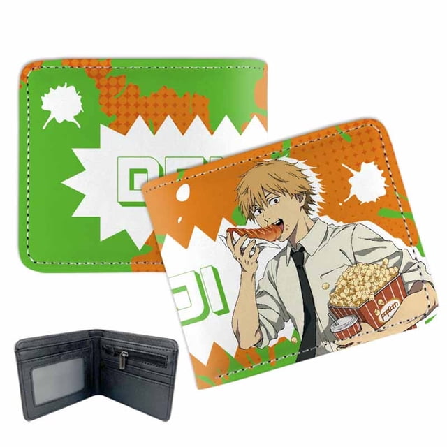 Cartera plegable delgada con diseño de personajes de anime para hombre, Chainsaw