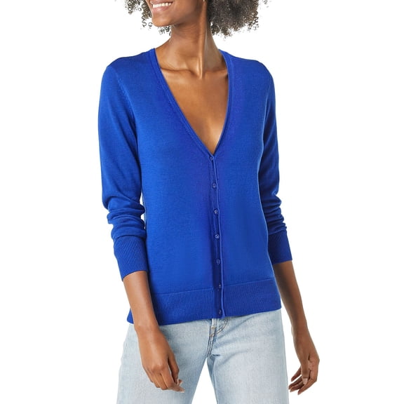 Baqcunre Sweaters For Women Ladies' Solid Tone Buttoned Mercerized Cotton Loose Sweater With Cardigan Jacket Hoodies For Women Womens Fall Fashion 2023 Blue L