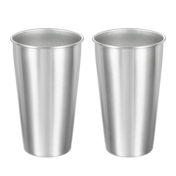 2 Pcs 304 Stainless Steel Cups,20.28oz/600ml Water Glasses Cup Metal Tumbler Silver