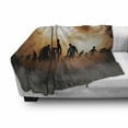 thumbnail image 3 of Halloween Soft Flannel Fleece Blanket, Zombies Dead Men Walking Body in the Doom Mist at Night Sky Haunted Theme Print, Cozy Plush for Indoor and Outdoor Use, 60" x 80", Orange Black, by Ambesonne, 3 of 6