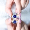 thumbnail image 5 of Rosec Jewels Lab Grown Blue Sapphire Cushion Cut Engagement Ring for Women - 10mm - AAAA Grade - Certified Sapphire Moissanite Ring, 10K Yellow Gold, US 6.50, 5 of 9