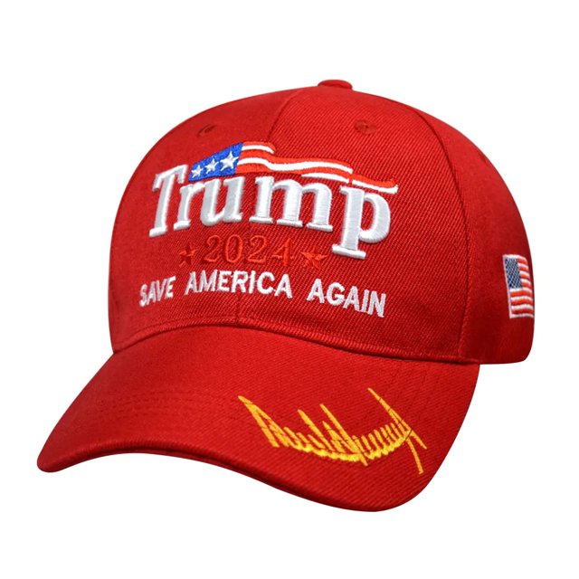 Béisbol Trump 2024 Con Visera Ajustable Bordado Sombrero Papá para Hombres Y Mujeres Rojo