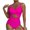 Pink, variant on Honeeladyy Women Twisted Front One Piece Swimsuit Solid Color High Waisted Bathing Suit Cut Out Slim Fit Back Crossed Swimwear Black L