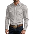 thumbnail image 2 of LEKWK Cowboy Shirt for Men Long Sleeve Button Front with Dual Flap Chest Pockets Point Collar and Regular Fit Western Work Shirt for Rodeo Ranch Travel and Everyday Casual Style, 2 of 8