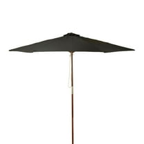 DestinationGear 9 ft Classic Wood Solid Cover Patio Umbrella in Black Polyester