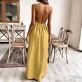 thumbnail image 4 of Xaqiouau Women's Halter Neck Sleeveless Maxi Dress Loose Casual Linen Blend Flowy Summer Beach Dress, 4 of 5