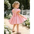 thumbnail image 7 of IBTOM CASTLE Toddler Girls Satin Short Puff Sleeve Flower Girl Dress Baby Girl Birthday Party Ruffle Formal Bowknot Wedding Guest Dress Pink, 7 of 7
