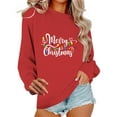 thumbnail image 2 of Goodtrade8 Womens Sweatshirts Christmas Merry Sweatshirts Long Sleeve Printed Crew Neck Christmas Gifts, 2 of 6