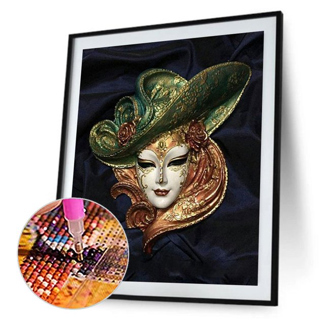 Cuadros Decorativos de pintura de diamantes Wdftyju Máscara Mujer 40x50cm Taladro redondo completo