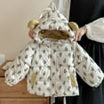 thumbnail image 5 of Ruyang Kids Cute Bear Puffer Jackets Little Boys Girls Floral Graphic Hooded Down Coat Winter Padded Warm Cotton Outwear, 5 of 5