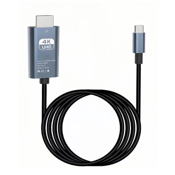 Type-C to HDMI Cable 1.8m, 4K 60Hz USB-C to HDMI Adapter for Phone, Tablet, Laptop, Mirroring to HDTV/Monitor/Projector
