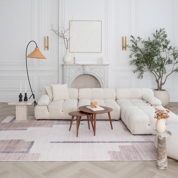 HomeRoots 570059 4 x 6 ft. Abstract Rectangle Area Rug, Beige & Brown