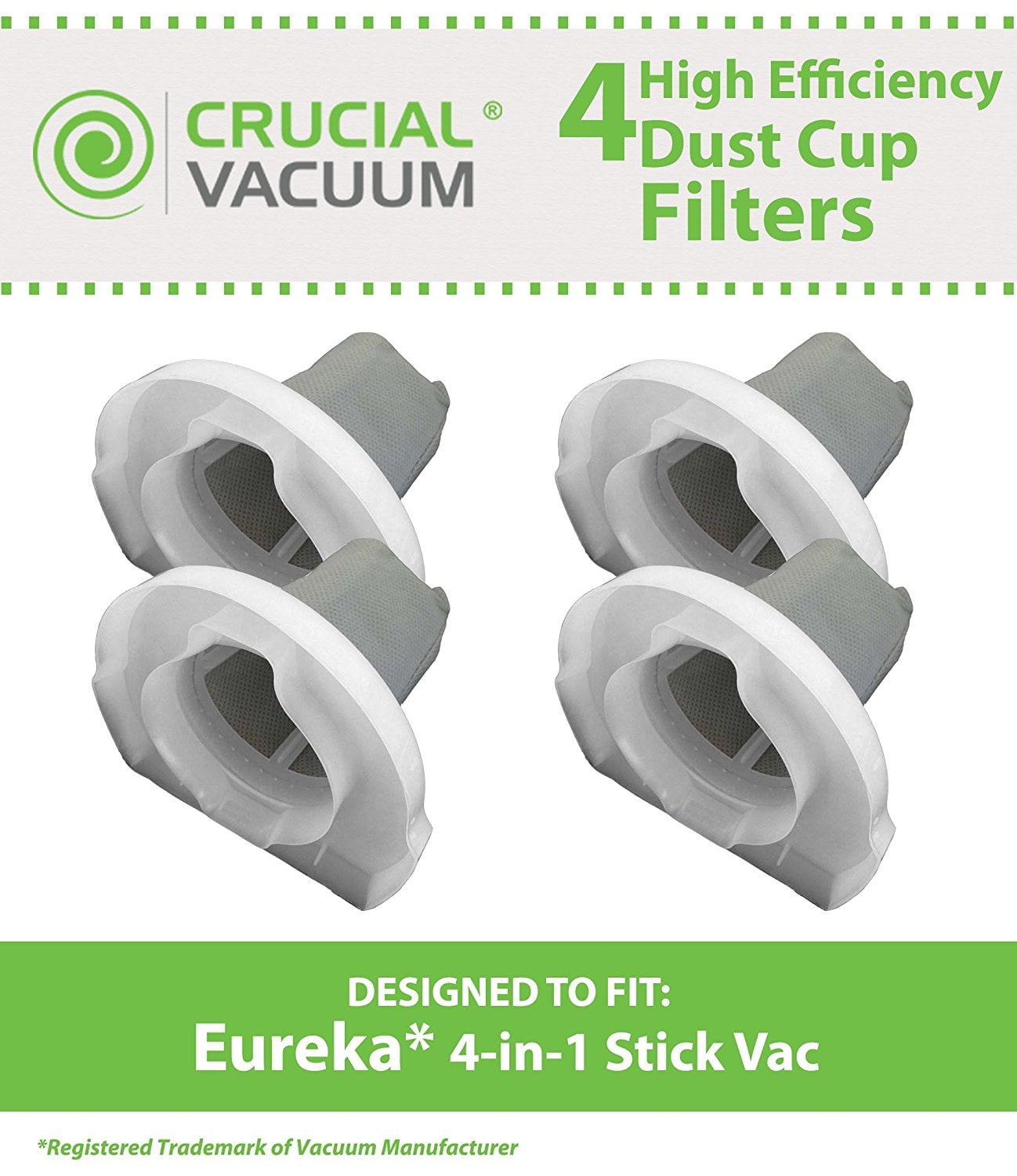 4 Dust Cup Style Filters for Eureka 160A, 166 and 92A 4in1 Stick Vac