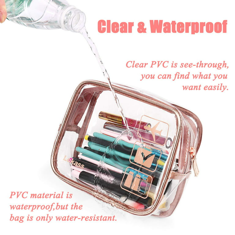 3Pcs/Set Clear Toiletry Bag Quart Size Bag Travel Makeup Cosmetic