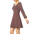 thumbnail image 5 of Allegra K Women's Fall Square Neck Vintage Mini Plaids Dress, 5 of 7