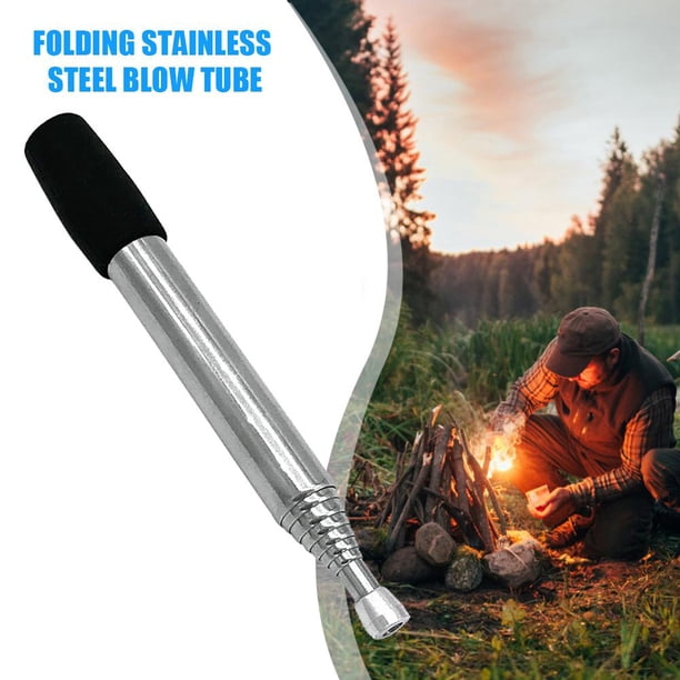 Blow Fire Tube Outdoor Camping Cooking Soplete de boca retráctil (negro)