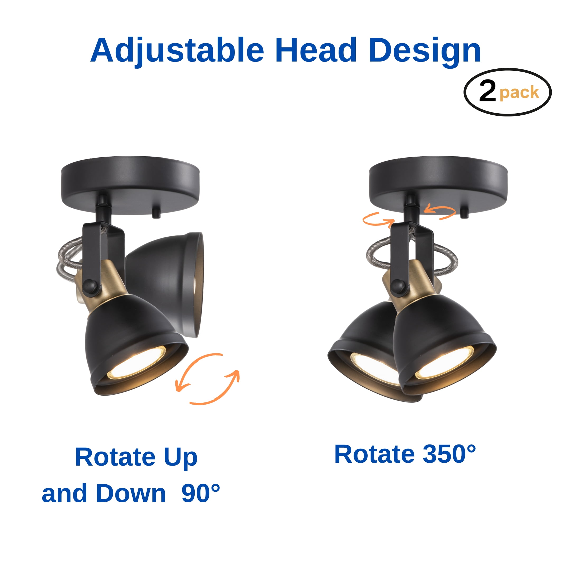 CRAFTRONOS 1 Light Wall Mount Track Light Kit Modern Rotatable Ceiling Spotlights 2 Pack