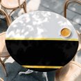 thumbnail image 4 of Modern Black Gold Round Tablecloth 36-44 Inch Round Fitted Table Cloth with Elastic Edge, Minimalist Geometric Yellow Striped Waterproof Table Cover Protector for Outdoor Picnic Party Dining, 4 of 9
