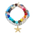 thumbnail image 5 of PISONIC Women Colorful Round Beaded Necklace with Printed Scarf Ribbon & Gold Starfish Pendant, Boho Summer Statement Collar Necklace, 5 of 6
