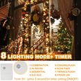 thumbnail image 3 of 750 LED String Lights Cluster Lights - 41ft Warm White White Wire Outdoor Waterproof Lights, Plug in Indoor String Lights with 8 Modes & Timer Memory for Xmas, Christmas Tree, 3 of 5