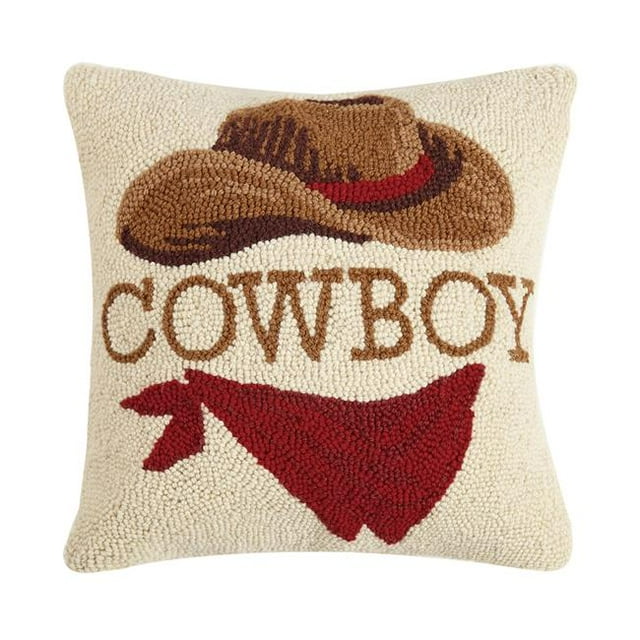 Peking Handicraft 30JES1139C16SQ Coussin Crochet Cowboy 16 x 16 Po.