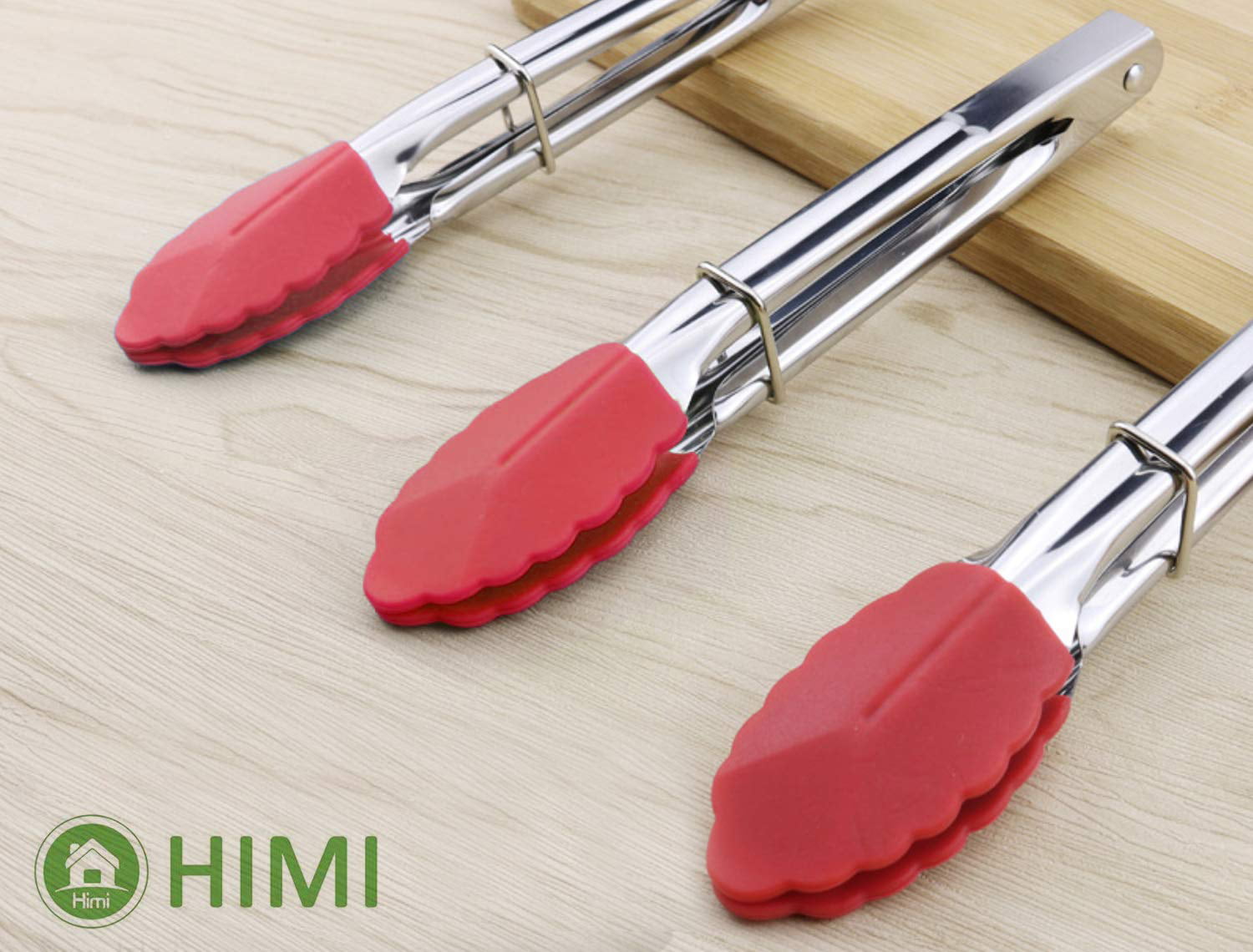 Himi Mini Tongs With Silicone Tips 7 Inch Silicone Cooking Tongs - Set Of 3  - Stainless Steel Small Food Tongs Prefect For Bbq, Salad, Grilling, Fryin