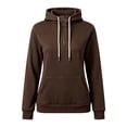 thumbnail image 4 of Nowekniz Womens Loose Half Zip Hoodie Sweatshirt, Cotton Blend Solid Long Sleeve Top with Kangaroo Pocket, Winter Soft Casual Layering Hooded Jacket, 4 of 5