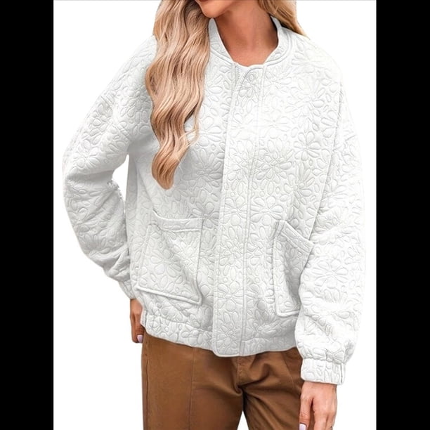 Chaquetas para Mujer, Moda de Otoño, Bonitos Abrigos de Jacquard, Chaquetas con Cremallera, Elegantes e Informales. M
