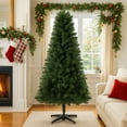 thumbnail image 2 of 6FT Unlit Artificial Christmas Tree with 490 Tips, PVC Full Branches, Classic Green Holiday Tree with 4-Leg Plastic Stand for Indoor Home Decoration--Self-pick up is not supported., 2 of 8