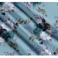 thumbnail image 3 of Soimoi Blue Cotton Voile Fabric Leaves & Peony Floral Printed Fabric 1 Yard 56 Inch Wide, 3 of 7