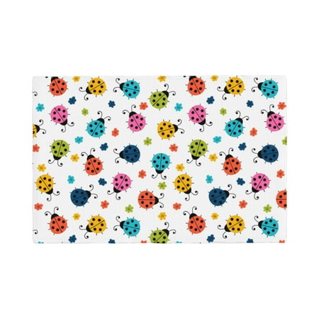 

Placemats Set of 4 Ladybugs And Flowers Heat Resistant Non - Slip Place mats Waterproof table mat for Kitchen Dining-4片装