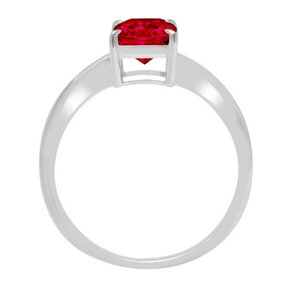 1 ct Radiant Cut Natural Garnet Solitaire Engagement Ring for Women in 18K White Gold