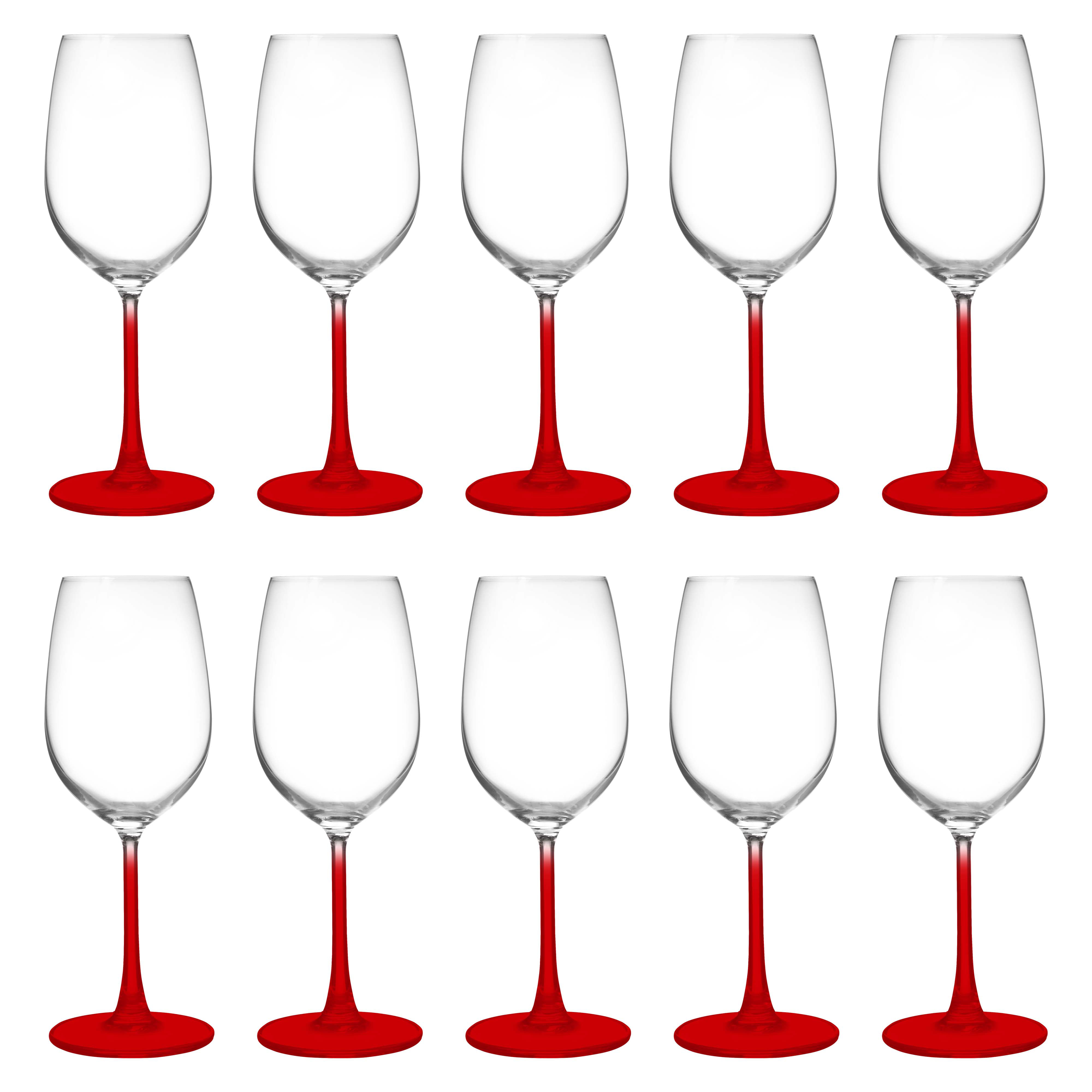 Luxbe - Red Wine Crystal Glasses Set of 4, 15.3 oz, Small - House