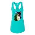 thumbnail image 2 of Earth Wolf Trees Mountains Nature Animal Lover Ladies Racerback Tank Top, Tahiti Blue, Large, 2 of 3