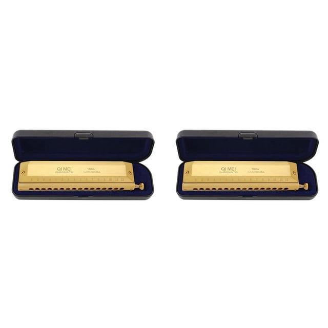 2X Instrument de Musique Chromatique Harmonica 16 Trous 64 Tons Bouche
