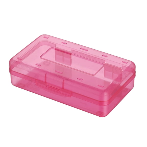 Zjdatm 2pcs Clear Plastic Pencil Case Large Capacity Transparent Pencils Box with Snap-Tight Lid Stackable Pen Pouch for Office Home Classroom