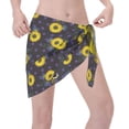 thumbnail image 3 of KLL Sunflowers Print Women's Sarong Coverups Short Bathing Suit Wrap Skirt Beach Wrap Swimsuit Cover Ups, 3 of 6