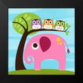 thumbnail image 2 of Lee, Nancy 12x12 Black Modern Framed Museum Art Print Titled - Elephant with Three Owls, 2 of 5