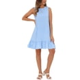 thumbnail image 2 of INSPIRE CHIC Vestido Mini Sin Mangas con Volantes en el Dobladillo y Abertura en la Espalda Color Azul XL, 2 of 6