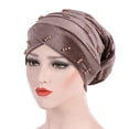 thumbnail image 3 of EnJoCho Women's Headwraps Women's Eid Al Fitr Folding Pile Hat Pearl Headband Hat Headband Non Slip Turban, 3 of 5