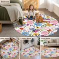 thumbnail image 5 of Round Rugs 4Ft, Colorful Floral Spring Round Area Rug Washable Indoor Throw Carpet, Country Watercolor Botanical Soft Non Slip Circle Rug for Kitchen Nursery Room Home Decor Aesthetic, 5 of 8