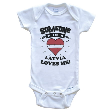 

Someone In Latvia Loves Me Latvian Flag Heart Baby Bodysuit