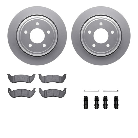 Dynamic Friction Company Rear Geospec Brake Rotors with Heavy Duty Brake Pads includes Hardware 4212-54003