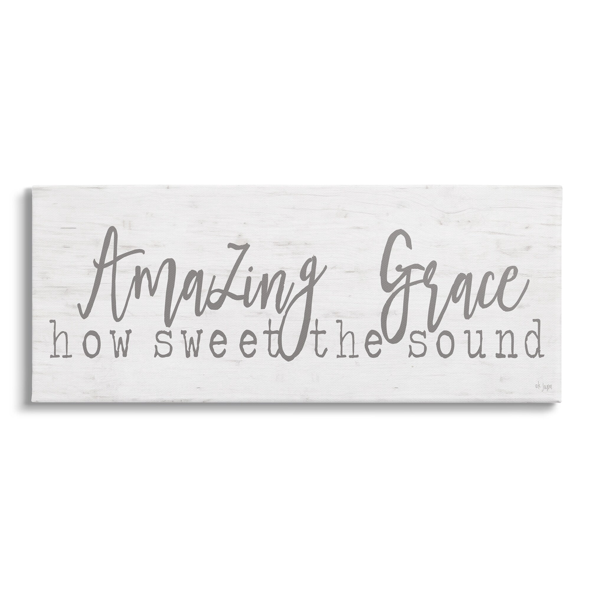 Stupell Industries Amazing Grace Spiritual Christian Phrase Grain Pattern Graphic Art Gallery Wrapped Canvas Print Wall Art, Design by Jaxn Blvd.